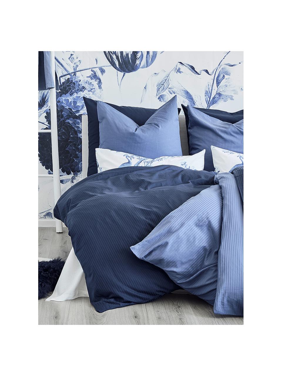 Poszewka na poduszkę z perkalu Annabelle, 2 szt., Niebieski, biały, S 40 x D 80 cm