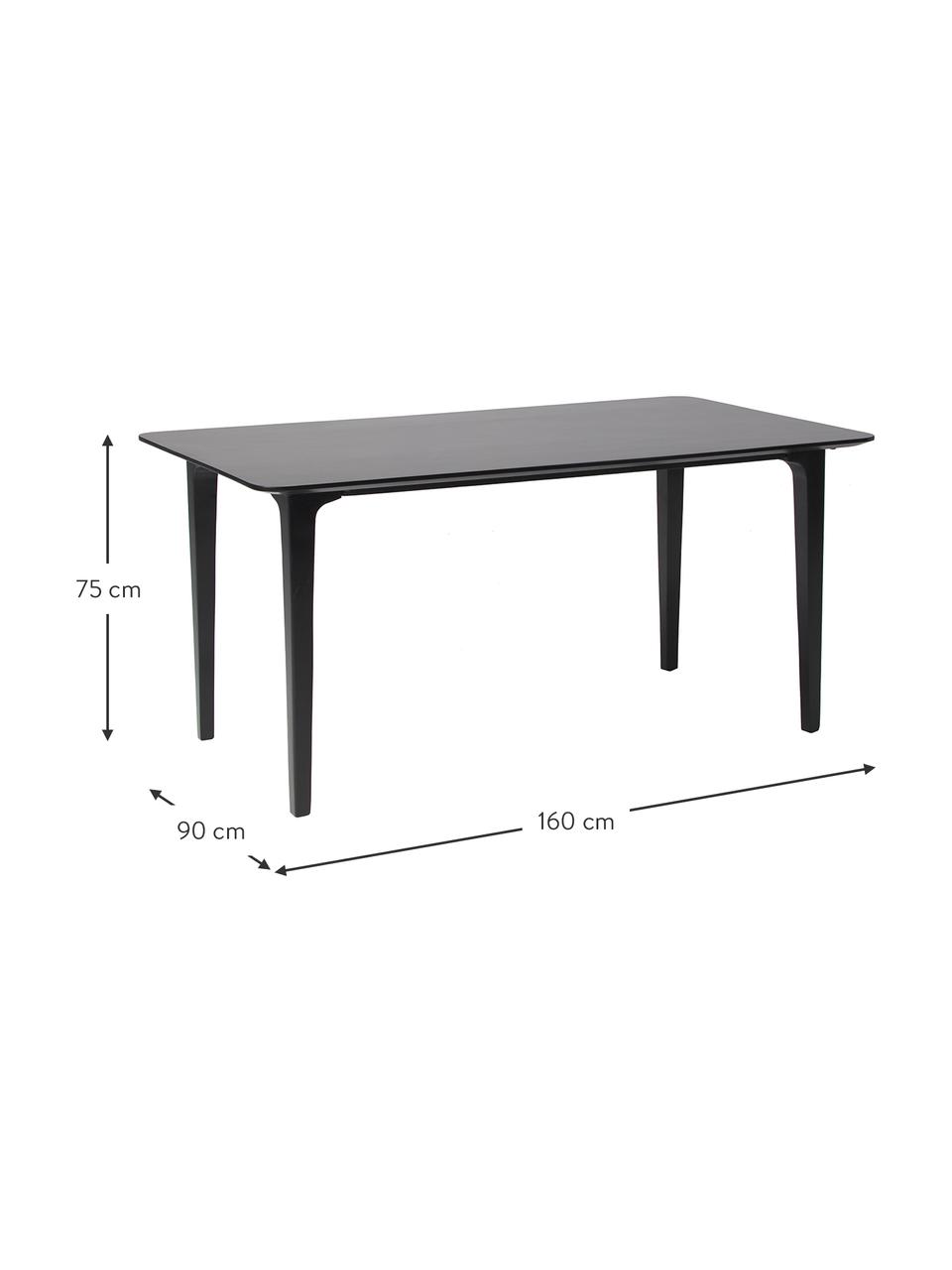 Table rétro en manguier noir Archie, de différentes tailles, Manguier massif, laqué, Bois de manguier, noir laqué, larg. 160 x prof. 90 cm