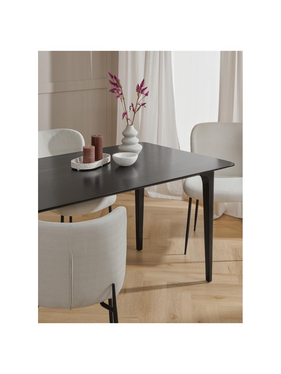 Table rétro en manguier noir Archie, de différentes tailles, Manguier massif, laqué, Bois de manguier, noir laqué, larg. 160 x prof. 90 cm