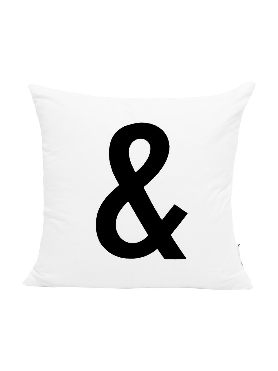 Poszewka na poduszkę Alphabet, 100% poliester, Czarny, biały, S 40 x D 40 cm