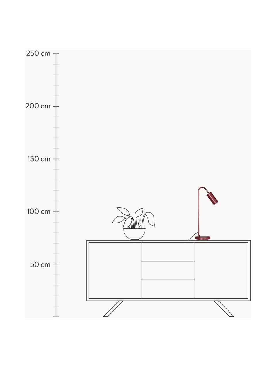 Lampada da tavolo grande Curve, Lampada: metallo rivestito, Rosso scuro, Larg. 23 x Alt. 51 cm