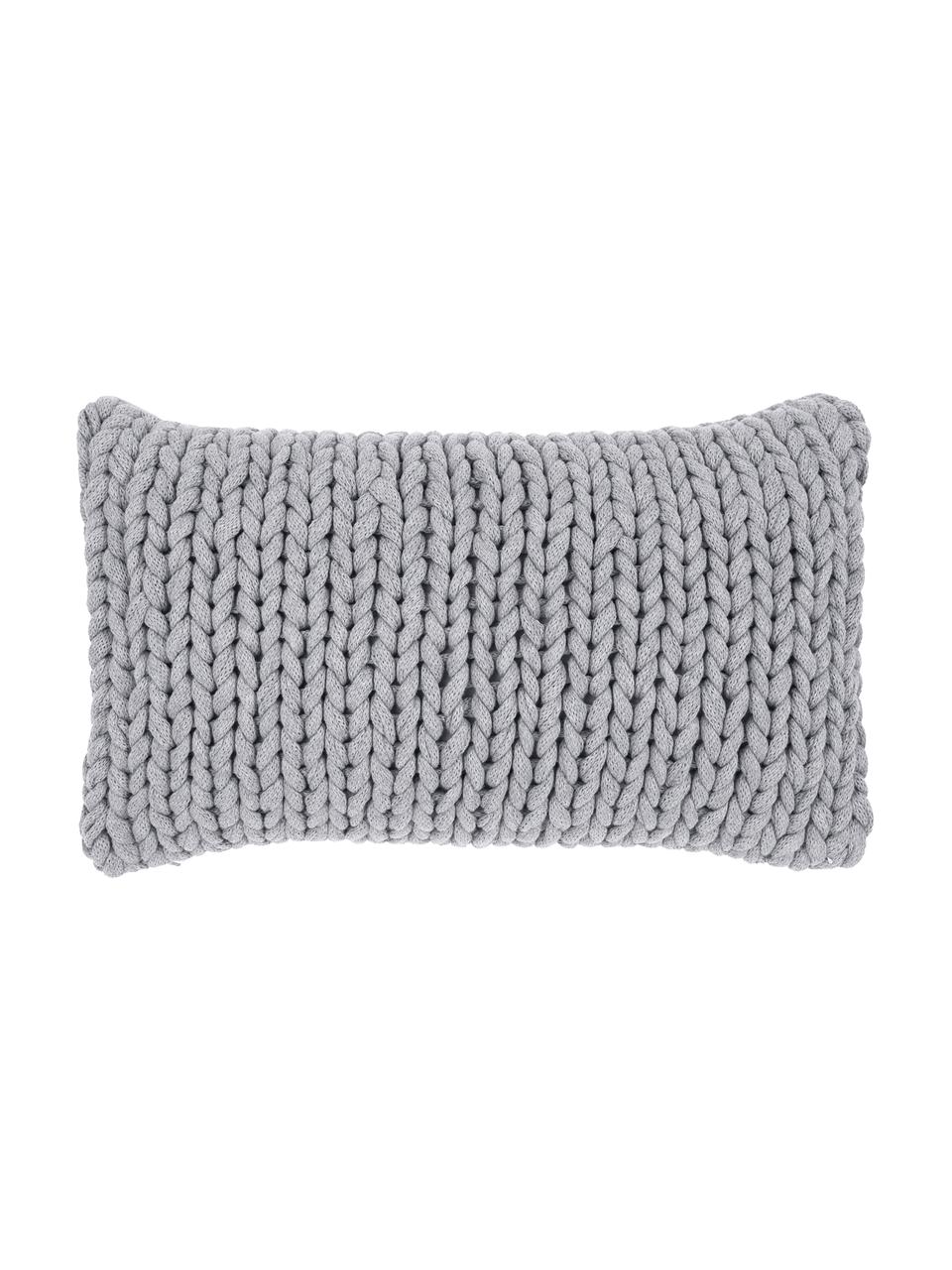 Housse de coussin rectangulaire grosse maille Josie, Gris clair