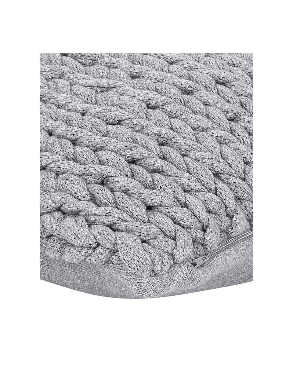 Housse de coussin rectangulaire grosse maille Josie, Gris clair