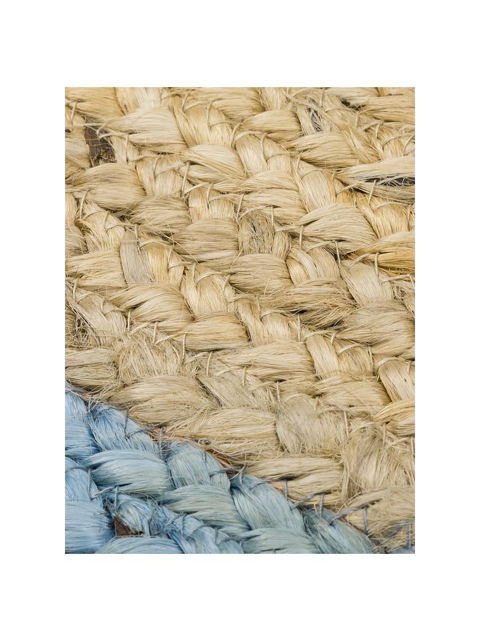 Runder Jute-Teppich Shanta mit blauem Rand, handgefertigt, 100% Jute

Da die Haptik von Jute-Teppichen rau ist, sind sie für den direkten Hautkontakt weniger geeignet., Braun, Taubenblau, Ø 100 cm (Größe XS)