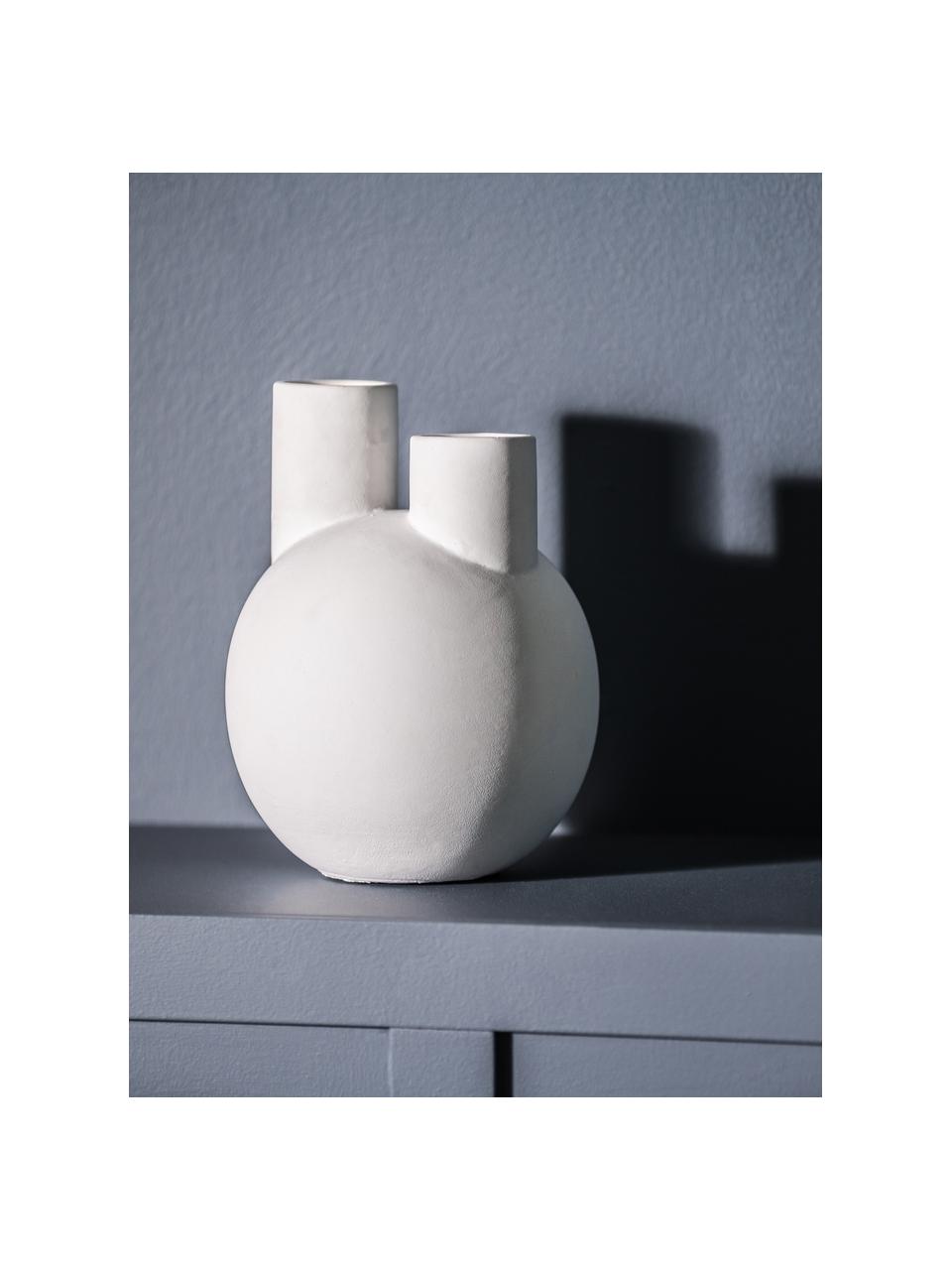 Handgefertigte Deko-Vase Landon aus Terracotta, Terrakotta, Weiß, Ø 18 x H 24 cm