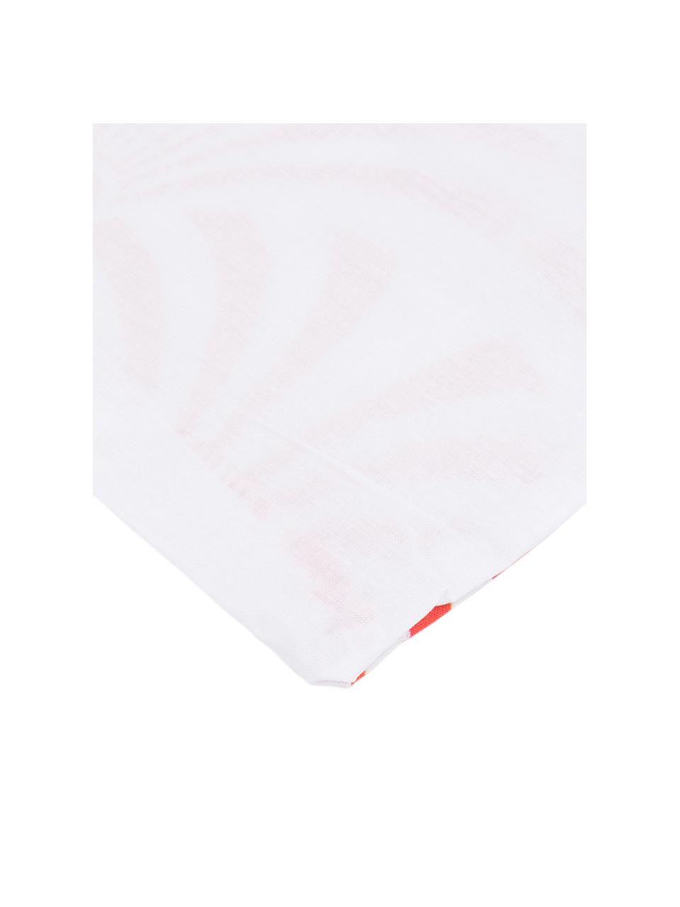 Parure copripiumino in cotone Crone, Cotone, Fronte: rosso salmone, bianco Retro: bianco, 200 x 200 cm