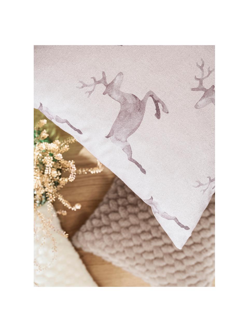 Oboustranný povlak na polštář s motivem jelenů Rana, Odstíny šedé s růžovým nádechem