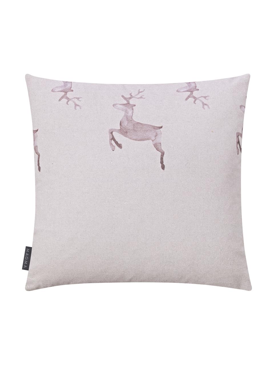 Housse de coussin 50x50 réversible motif cerf Rana, Tons gris