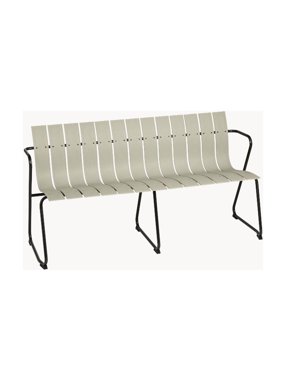 Handgefertigte Garten-Sitzbank Ocean, Gestell: Recycelter Stahl, beschic, Hellbeige, Schwarz, B 157 x T 58 cm