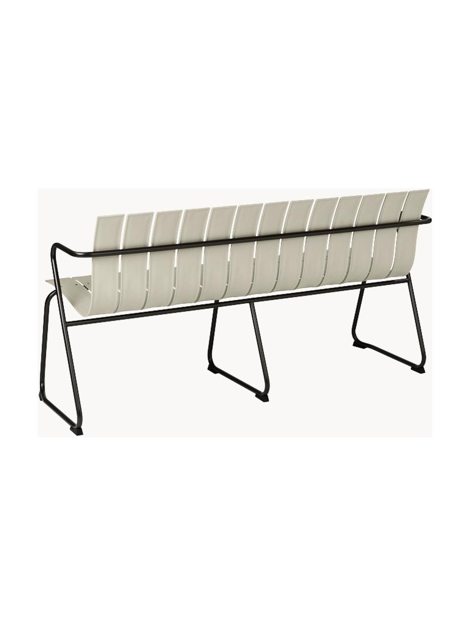 Handgefertigte Garten-Sitzbank Ocean, Gestell: Recycelter Stahl, beschic, Hellbeige, Schwarz, B 157 x T 58 cm