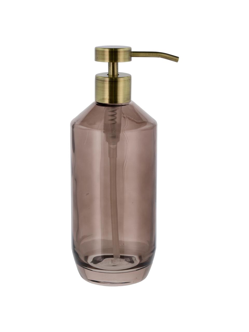 Distributeur de savon verre brun Vintage, Brun, couleur laiton, Ø 8 x haut. 21 cm