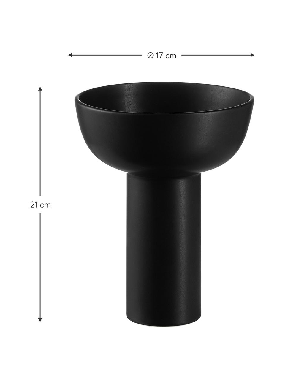 Vase Miyabi, Grès cérame, Noir, Ø 17 x haut. 21 cm