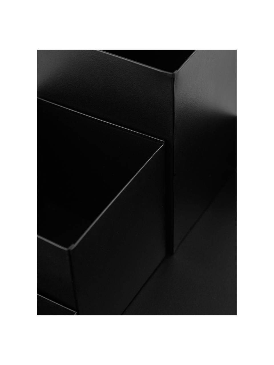 Set 4 organizer ufficio color nero Penny, Alluminio rivestito, Nero, Larg. 32 x Prof. 21 cm