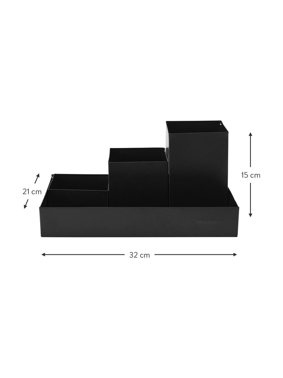 Boîtes de classement pour bureau Penny, 4 élém., Aluminium, enduit, Noir, larg. 32 x prof. 21 cm