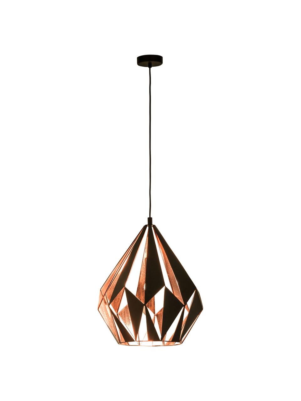 Lampada a sospensione stile nordico Carlton, Acciaio verniciato, Nero, rame, Ø 39 x Alt. 42 cm