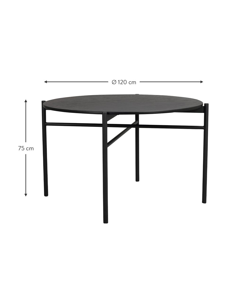 Tavolo rotondo nero Skye Ø120 cm, Piano d'appoggio: pannello in fibra di medi, Gambe: metallo verniciato a polv, Nero, Ø 120 x Alt. 75 cm