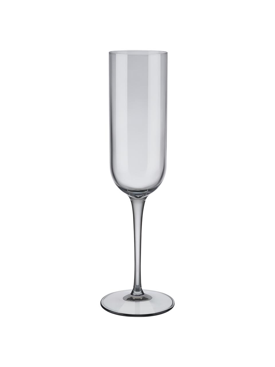 Champagneglazen Fuum in grijs, 4 stuks, Glas, Transparant met grijstinten, Ø 7 x H 24 cm, 210 ml