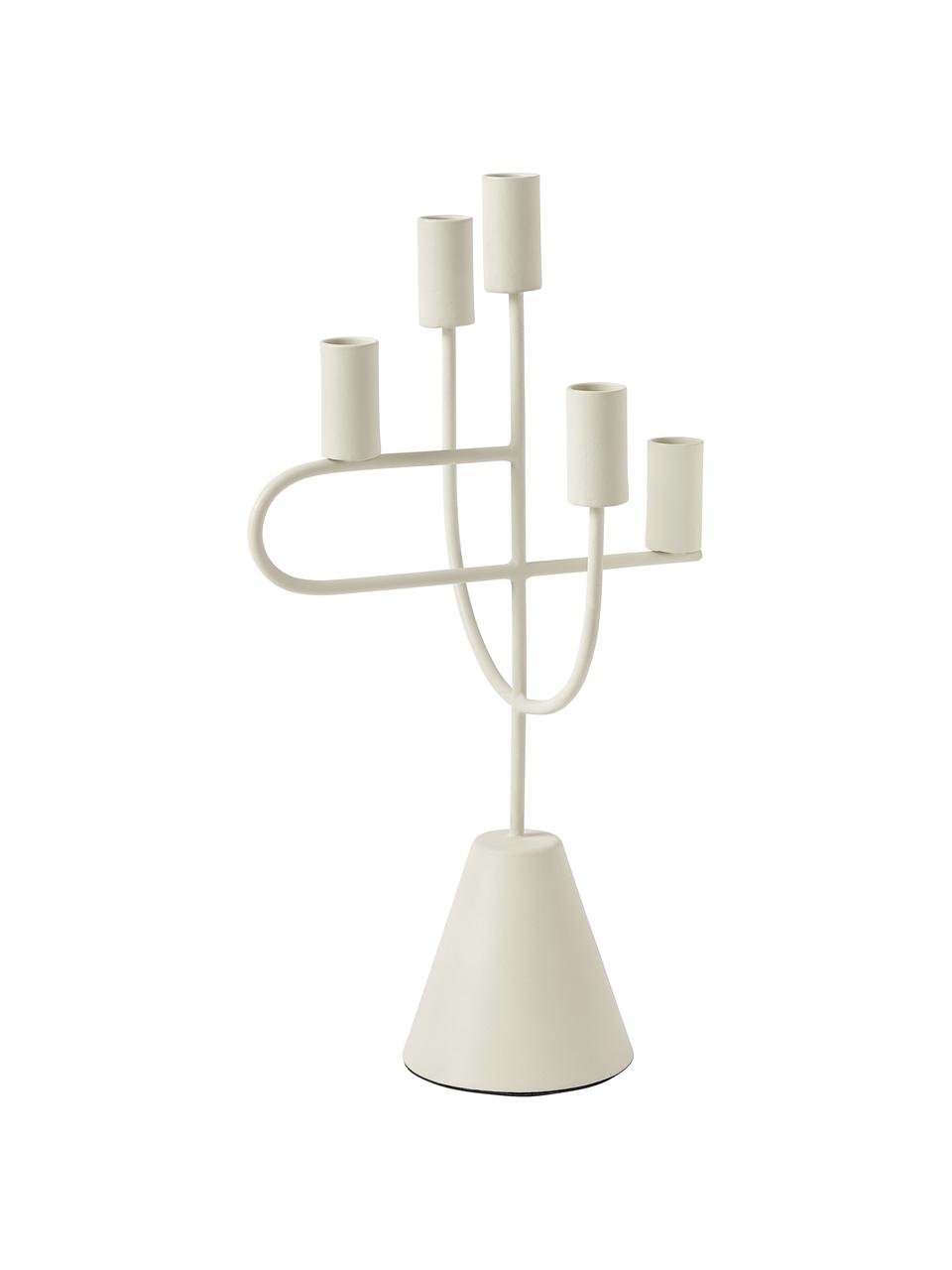 Kandelaar Reem van metaal, Gecoat metaal, Beige, B 22 x H 41 cm
