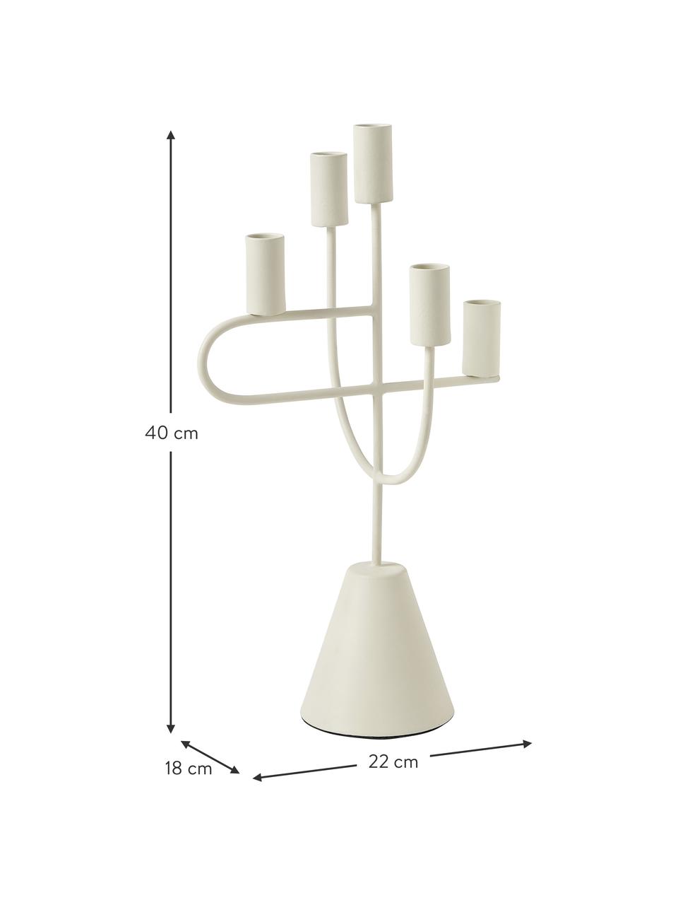 Kandelaar Reem van metaal, Gecoat metaal, Beige, B 22 x H 41 cm
