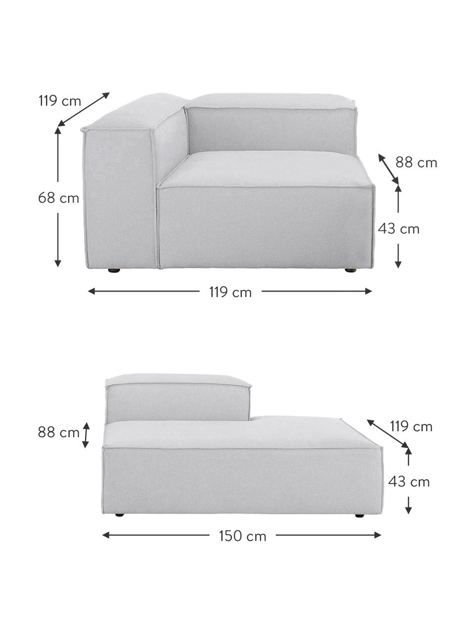 Modulárny šezlong Lennon, Svetlosivá, Š 269 x H 119 cm, s operadlom naľavo