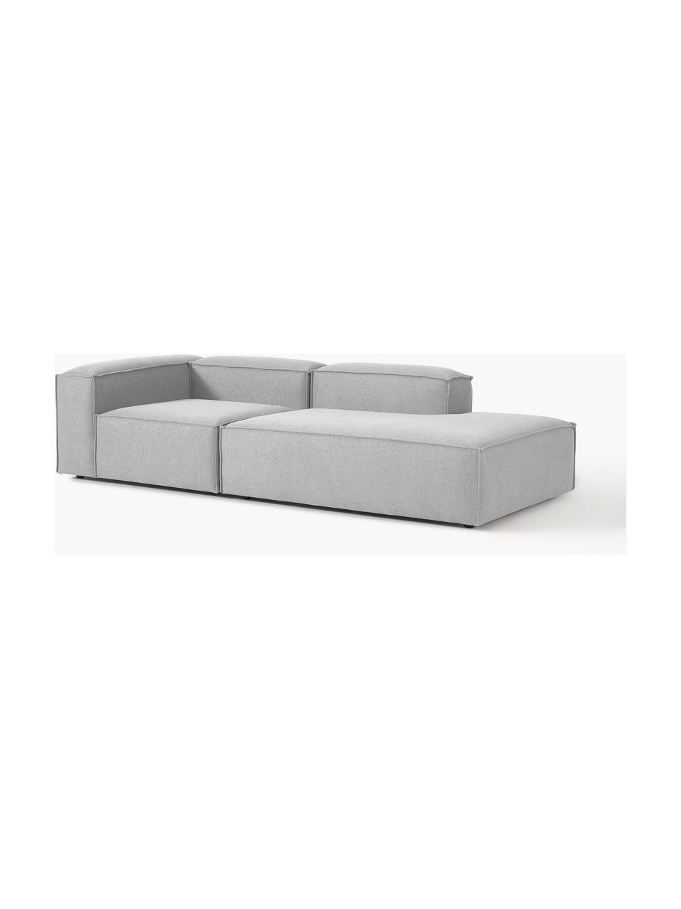 Modulaire chaise longue Lennon, Bekleding: 100% polyester De slijtva, Frame: massief grenenhout, multi, Poten: kunststof Dit product is , Geweven stof grijs, B 269 x D 119 cm, armleuning links