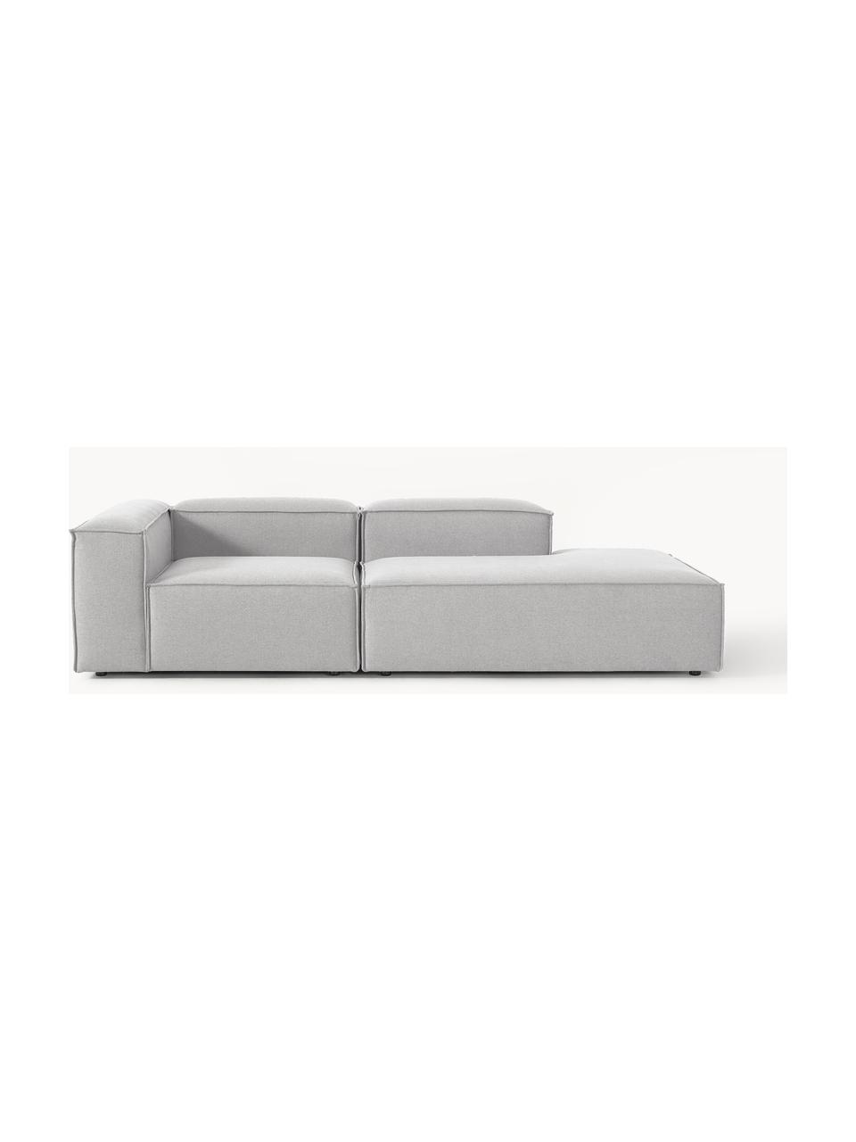 Modulaire chaise longue Lennon, Bekleding: 100% polyester De slijtva, Frame: massief grenenhout, multi, Poten: kunststof Dit product is , Geweven stof grijs, B 269 x D 119 cm, armleuning links