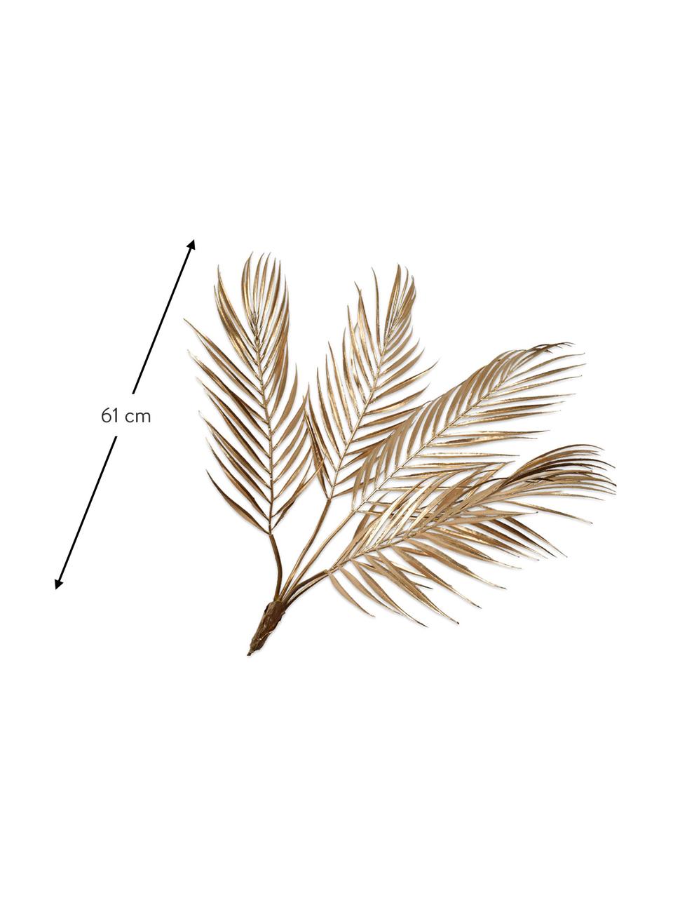 Dekoracyjny liść palmowy, Tworzywo sztuczne, metalowy drut, Odcienie złotego, D 61 cm