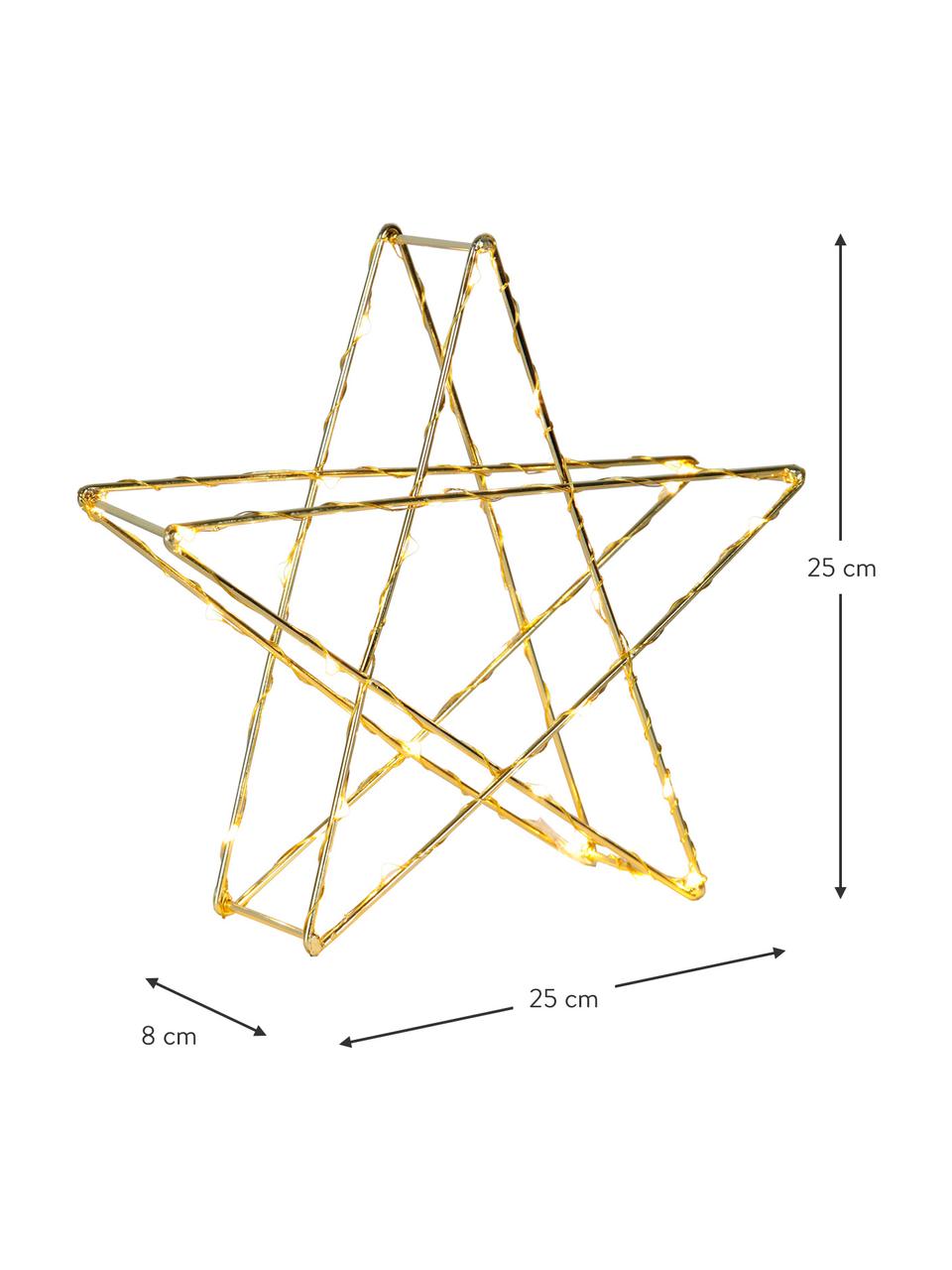 Décoration lumineuse LED Stern, haut. 25 cm, alimentée par piles, Couleur dorée, larg. 25 x haut. 25 cm