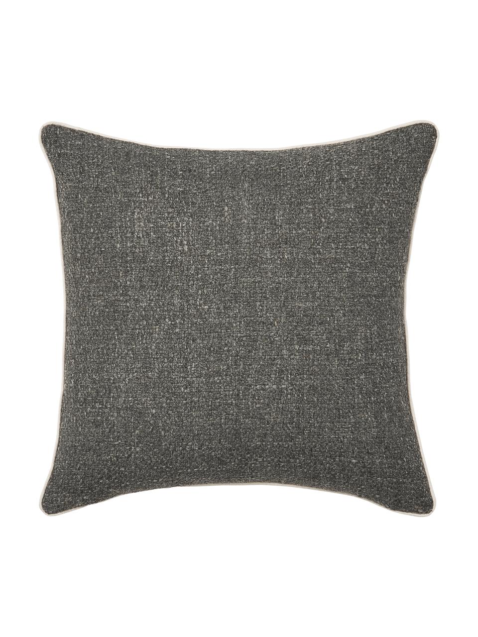 Bouclé povlak na polštář s lemováním Aya, Tmavě šedá, Š 45 cm, D 45 cm