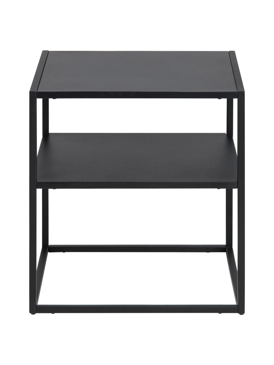 Table d'appoint industrielle en métal noir avec tablette Neptun, Métal, revêtement par poudre, Noir, larg. 45 x prof. 40 cm