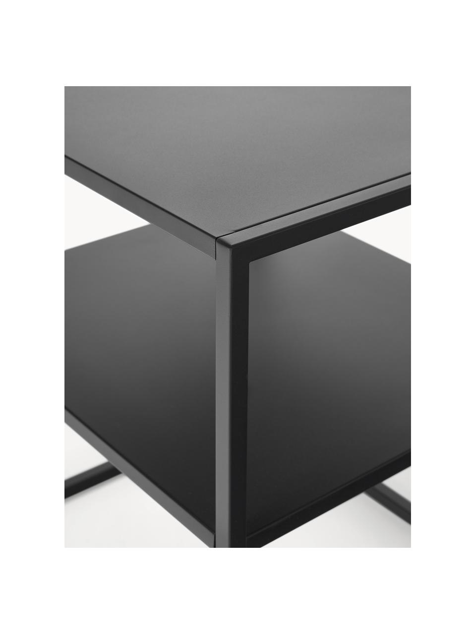 Metalen bijzettafel Neptun met plank, Gepoedercoat metaal, Zwart, B 45 x H 51 cm