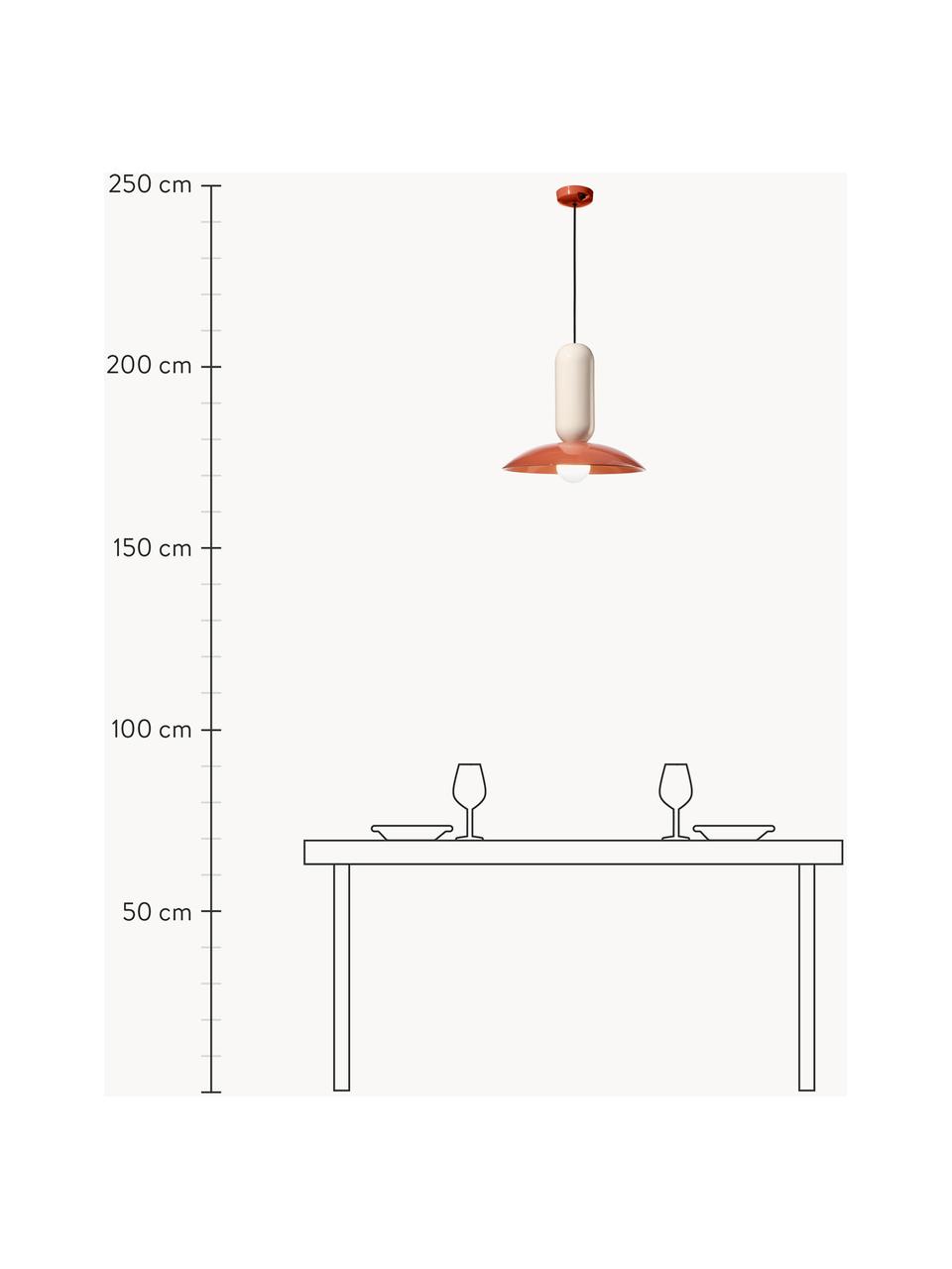 Handgefertigte Pendelleuchte Pau, Lampenschirm: Keramik, Baldachin: Keramik, Terrakotta, Off White, Ø 40 x H 36 cm