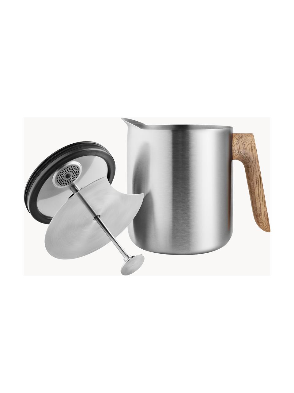 Stempelkanne Nordic Kitchen, 1 L, Kanne: Edelstahl, Griff: Eichenholz, Silberfarben, Eichenholz, 1 L