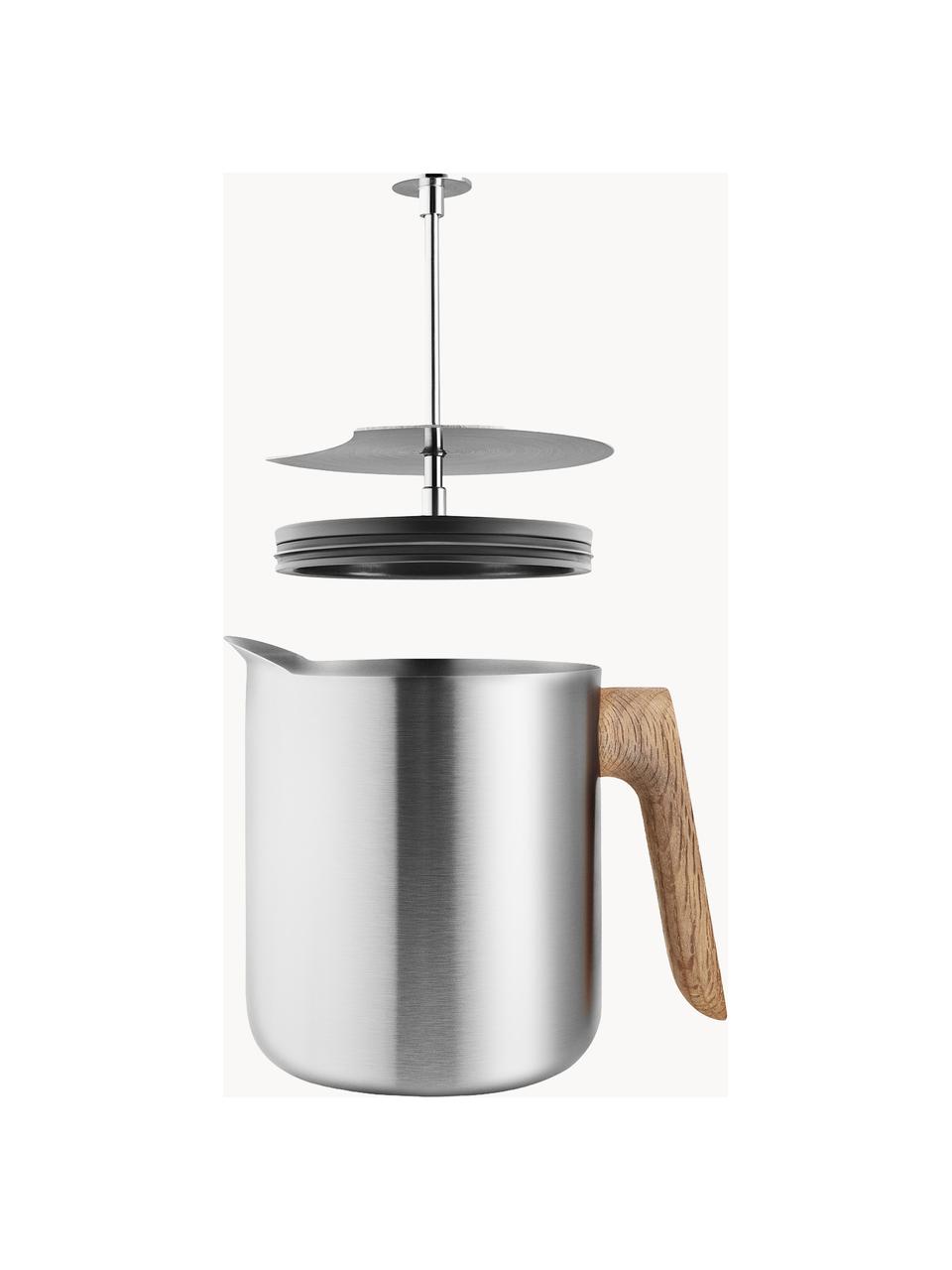 Stempelkanne Nordic Kitchen, 1 L, Kanne: Edelstahl, Griff: Eichenholz, Silberfarben, Eichenholz, 1 L