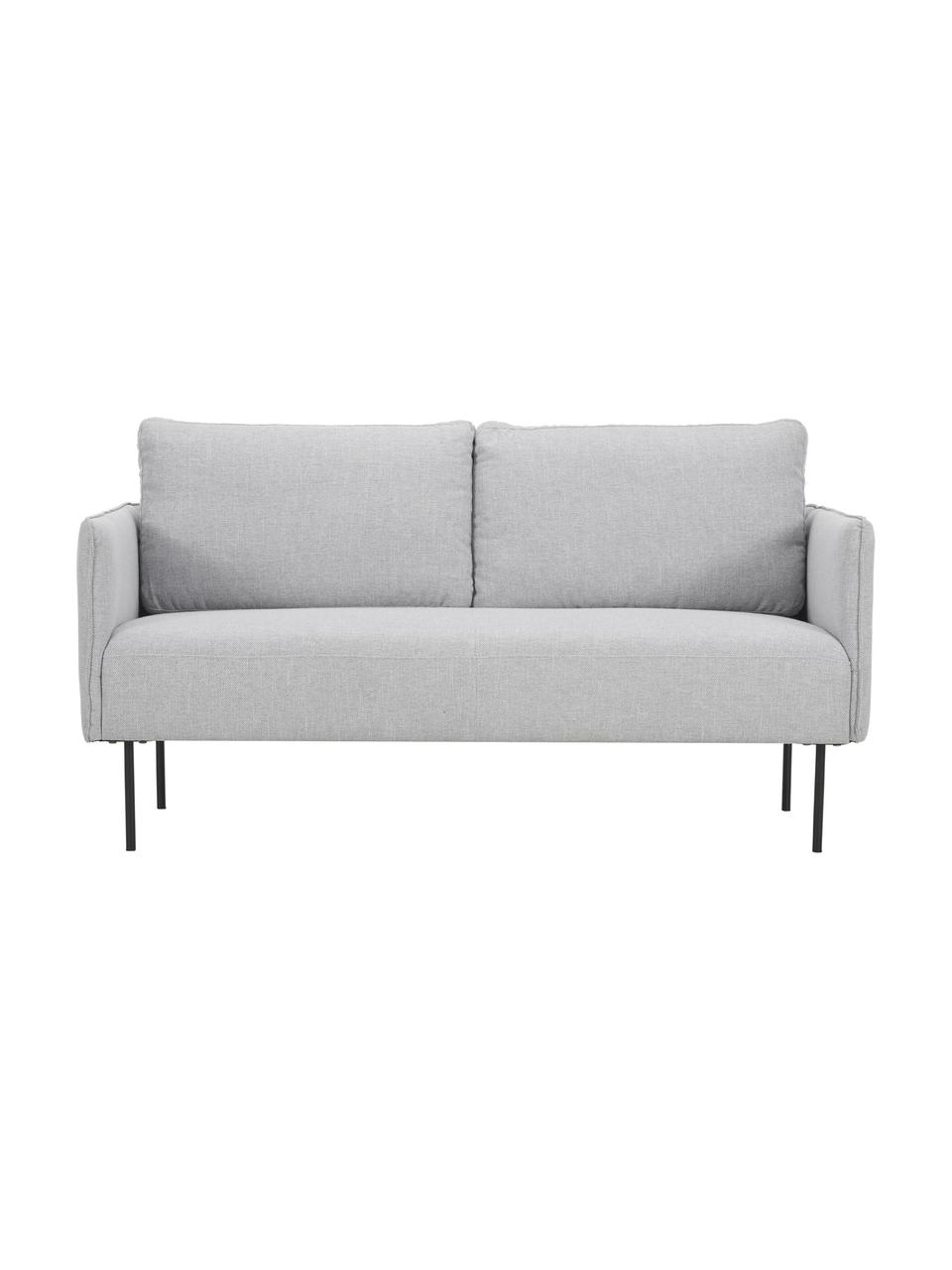 Sofa Ramira (2-Sitzer) in Hellgrau mit Metall-Füssen, Bezug: Polyester 40.000 Scheuert, Gestell: Massives Kiefernholz, Spe, Webstoff Hellgrau, B 151 x T 76 cm