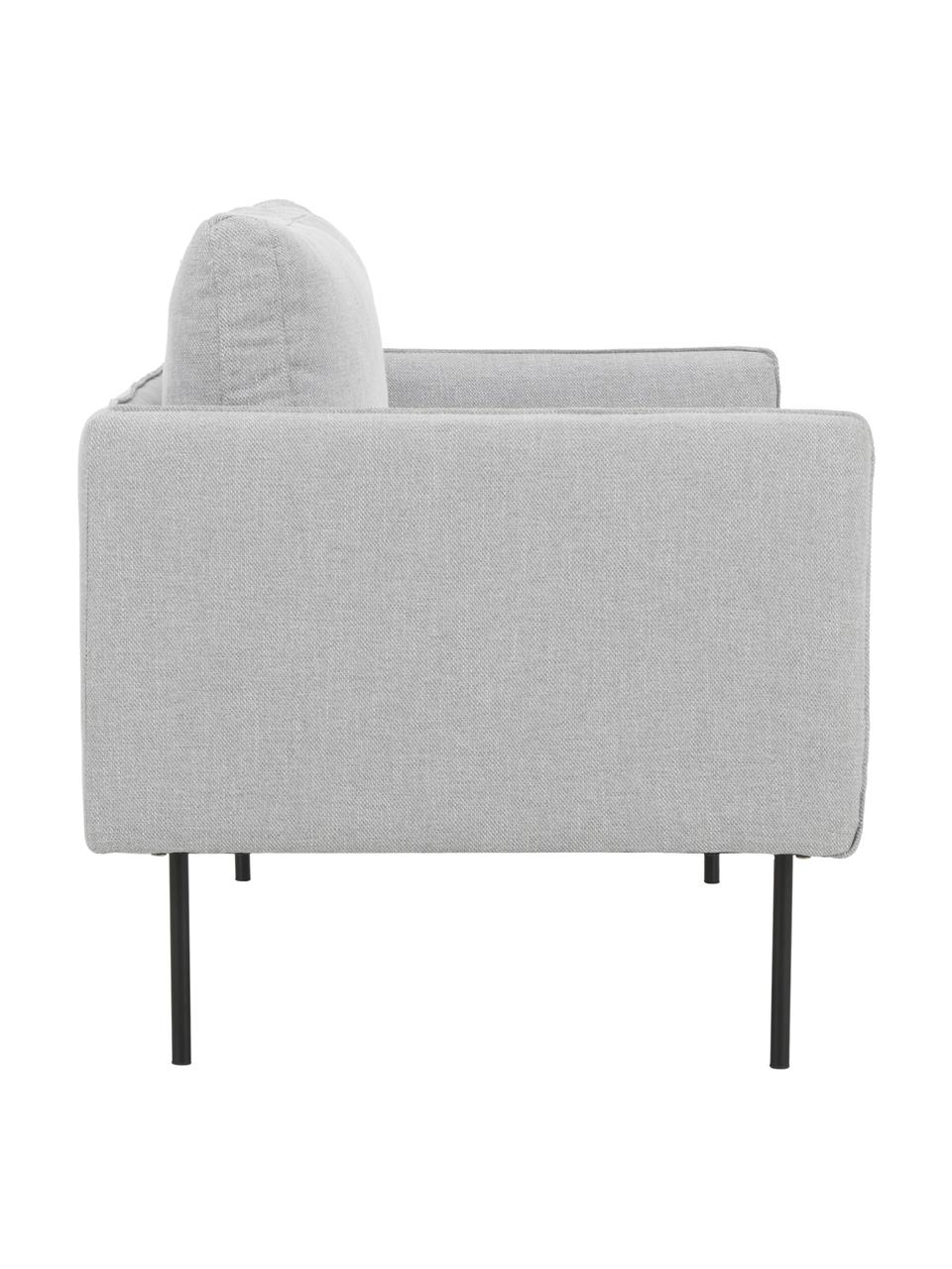 Sofa Ramira (2-Sitzer) in Hellgrau mit Metall-Füssen, Bezug: Polyester 40.000 Scheuert, Gestell: Massives Kiefernholz, Spe, Webstoff Hellgrau, B 151 x T 76 cm