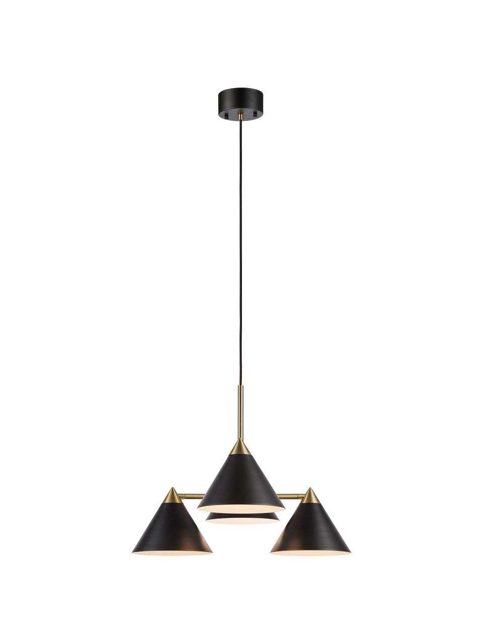 Hanglamp Klint, Baldakijn: gecoat metaal, Zwart, goudkleurig, Ø 57 x H 46 cm