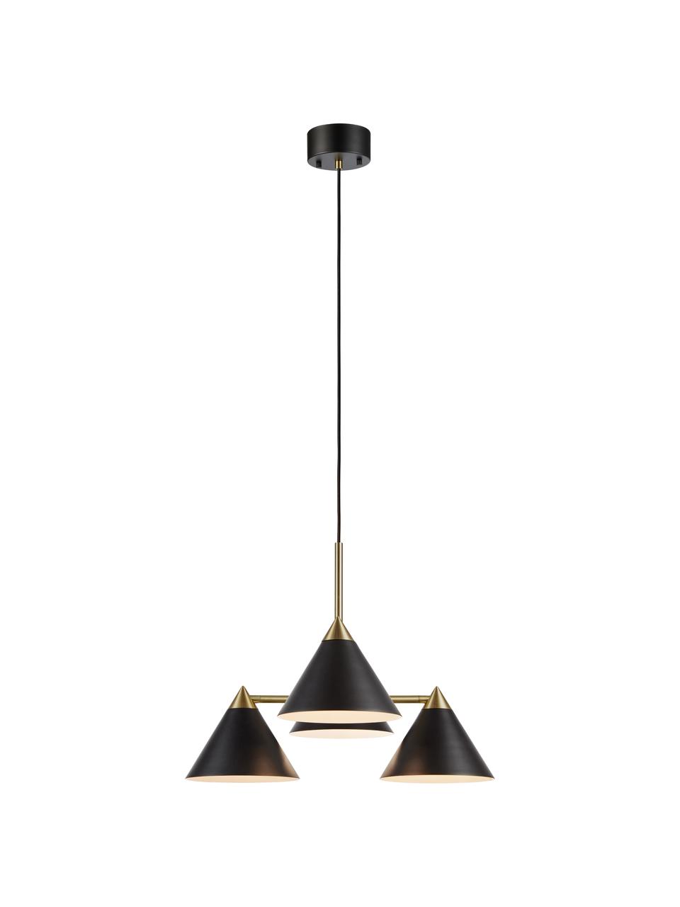 Lampada a sospensione Klint, Baldacchino: metallo rivestito, Nero, dorato, Ø 57 x Alt. 46 cm