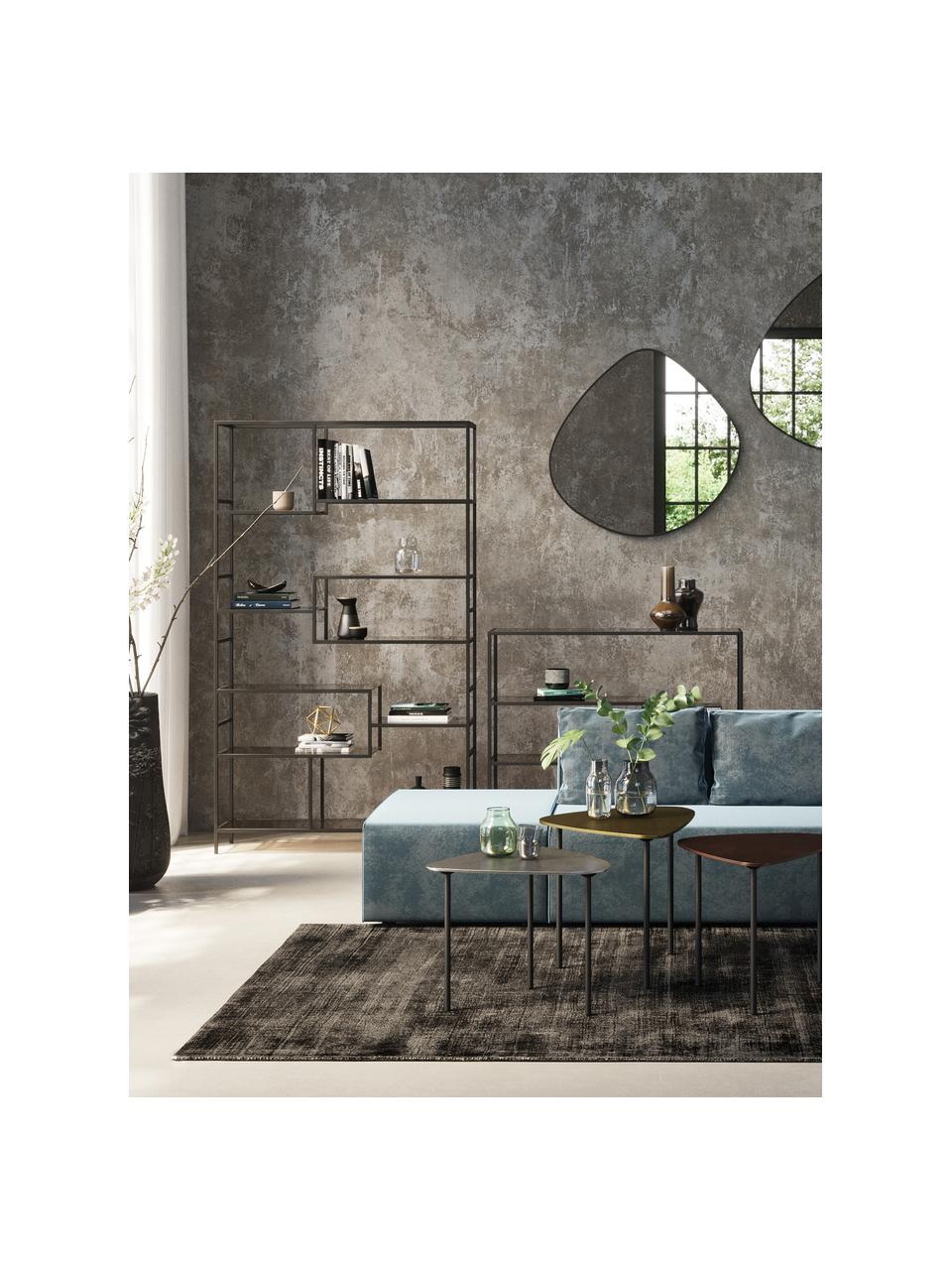 Estantería de metal Loft, Estructura: acero con pintura en polv, Estantes: vidrio laminado, Negro, An 115 x Al 195 cm