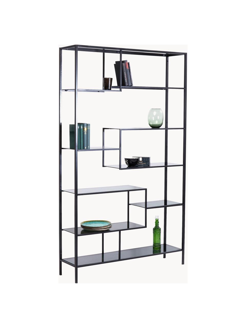 Metalen staande rek Loft, Frame: gepoedercoat staal, Zwart, B 115 x H 195 cm