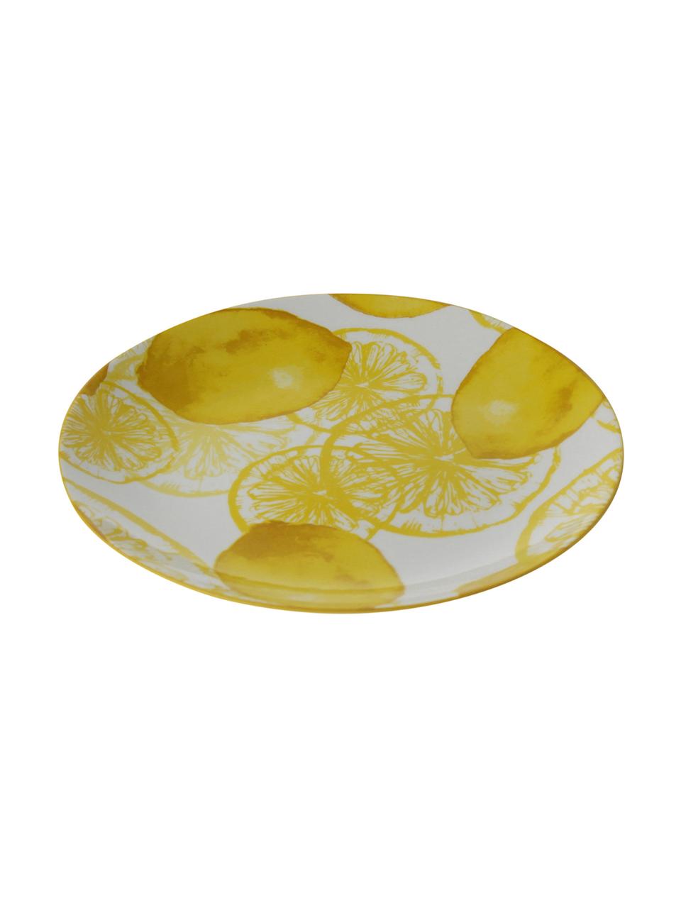 Platos postre Lemon, 2 uds., Porcelana, Blanco, amarillo, Ø 20 cm