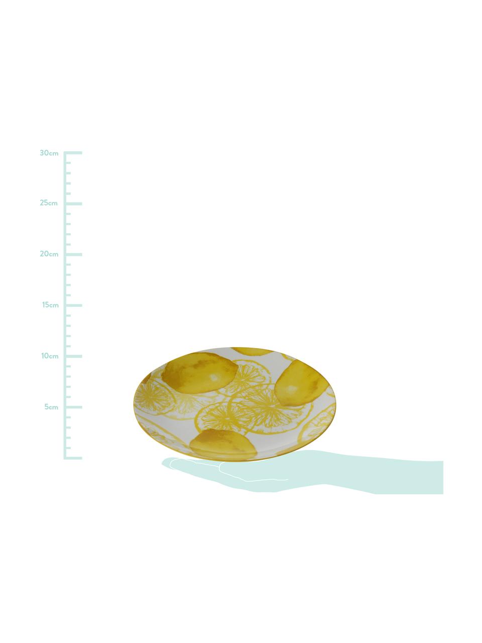 Talerz deserowy Lemon, 2 szt., Porcelana, Biały, żółty, Ø 20 cm