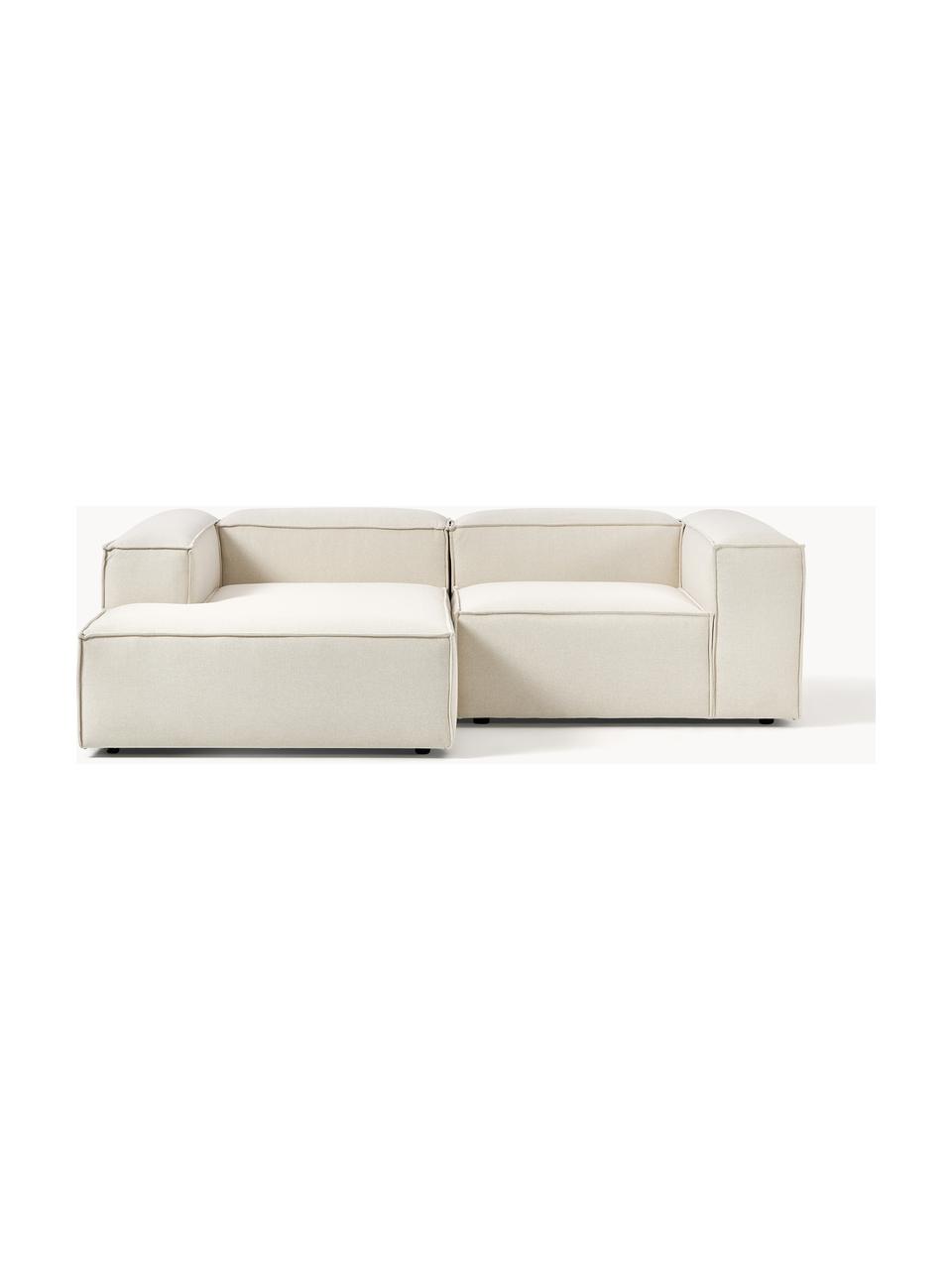 Canapé d'angle modulable Lennon, Tissu blanc cassé, larg. 238 x prof. 180 cm, méridienne à droite