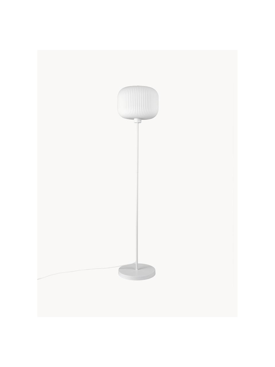 Stehlampe Milford, Lampenschirm: Glas, Weiss, H 139 cm