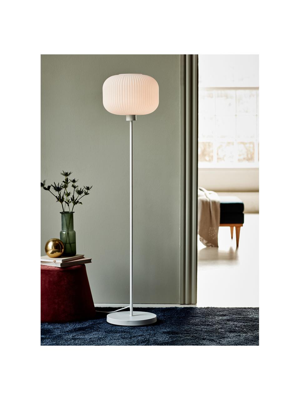 Lampada da terra Milford, Paralume: vetro, Bianco, Alt. 139 cm