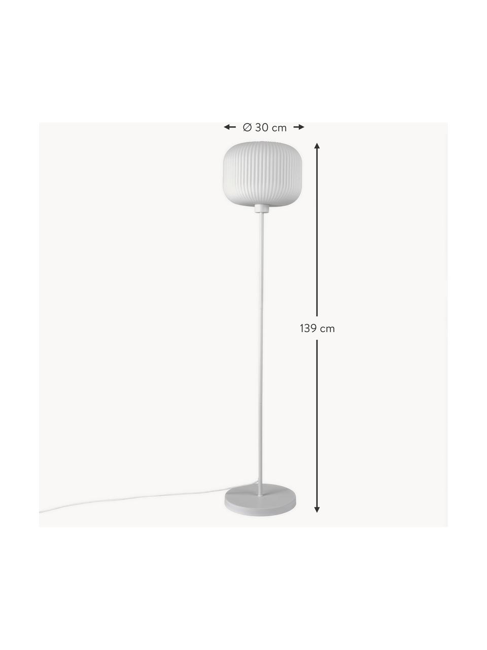 Stehlampe Milford, Lampenschirm: Glas, Weiss, H 139 cm