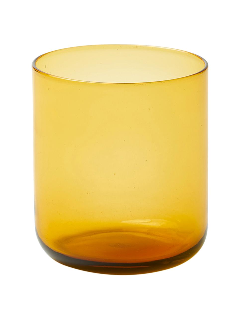 Verre à eau soufflé bouche jaune Bloom, 6 pièces, Verre, soufflé bouche, Jaune, Ø 7 x haut. 8 cm, 220 ml