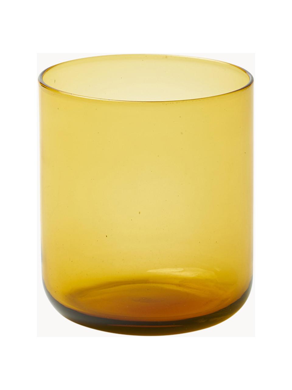 Vasos de vidrio soplado artesanalmente Bloom, 6 uds., Vidrio soplado artesanalmente, Amarillo, Ø 7 x Al 8 cm, 220 ml