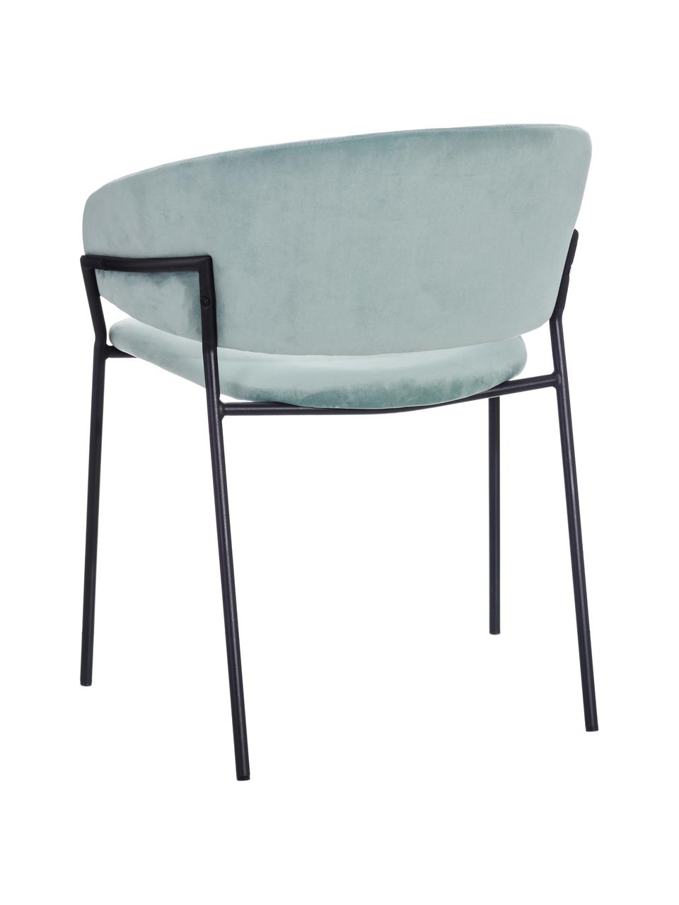 Fluwelen stoel Room in mintgroen, Bekleding: 100% polyester fluweel, Frame: gecoat metaal, Mintgroen, 53 x 58 cm