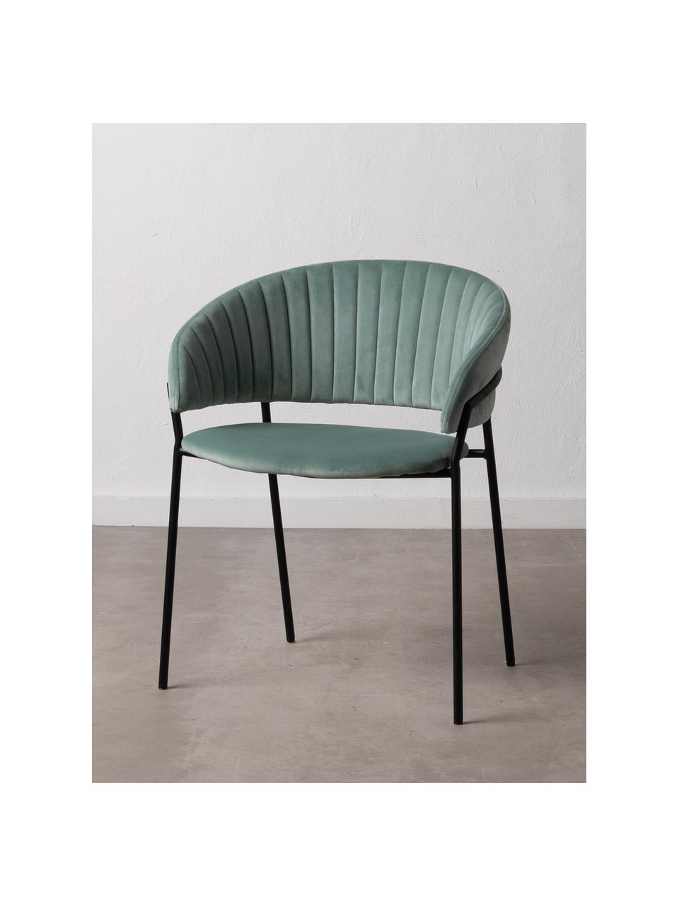 Krzesło tapicerowane z aksamitu Room, Tapicerka: 100% aksamit poliestrowy, Stelaż: metal powlekany, Miętowy, S 53 x G 58 cm